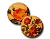 1" Round Antique Rose Digital Collage Sheet Roses Butterfly Flowers INSTANT DOWNLOAD
