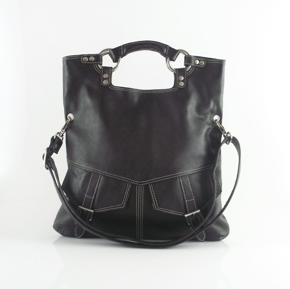 Chocolate brown pebble leather handbag / women / shoulderbag  / purse / tote / leather bag / Brook