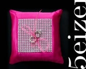 Glam Series I - Diamond/Rhinestone Hot Pink Wedding Ring Pillow
