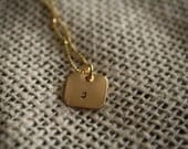 Hand Stamped Gold Square on a Chain