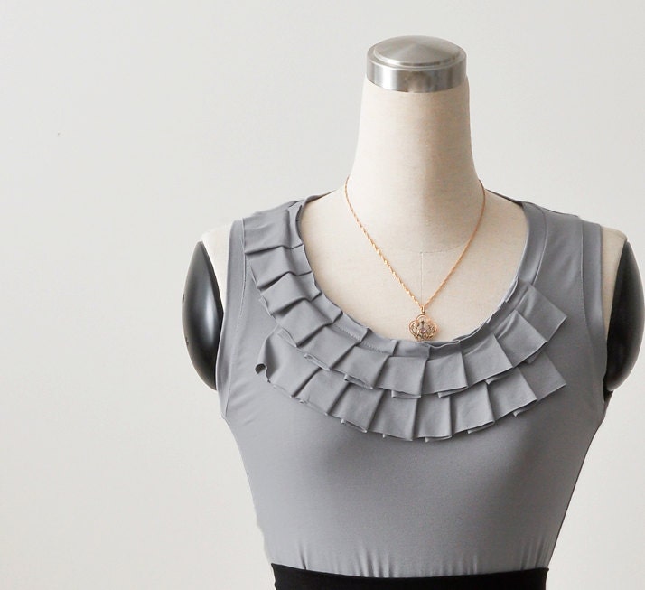 Womens Tank Top, Sleeveless Blouse, In Medium / Light Grey