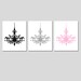Modern Chandelier Trio - Set of Three 8x10 Chandelier Prints - Choose Your Colors - Shown in Black, Gray, Pink, Hot Pink, Light Pink