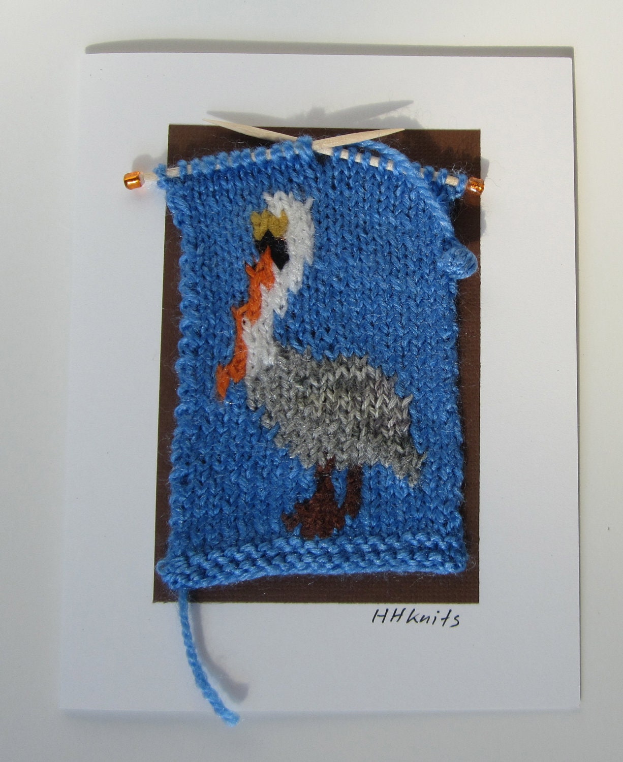 Pelican // Handknitted Note or Greeting Card