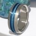 Thin Blue Line and Frost Titanium Wedding Band - b16