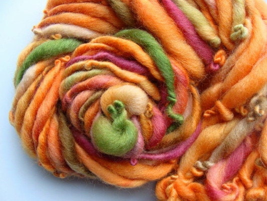 Handspun  Yarn - Thick and Thin - Pumpkin Patch
