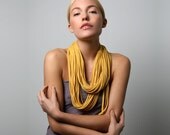 Mustard Yellow Infinity Scarf - Office Fashion - Honey Gold - Circle Scarf Fabric Necklace Spring Summer Scarf - Tribal Burning Man Scarves