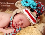 Popular Baby Sock Monkey Hat Newborn 3m 6m Photo Prop boy girl clothes Gender Neutral SUPER CUTE