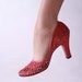 Vintage 1940s Baby Doll Pumps in Raspberry Linen and Lace 9 N