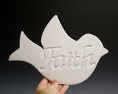 White faith bird wall hanging