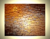 Abstract Metallic Reflective ORIGINAL PAINTING Contemporary Impasto Gold Bronze Palette Knife Textured Art by Lafferty - 16x20