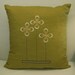 ON SALE - Embroidered Prairie Flower 16x16 cilantro green linen pillow cover arts and crafts style