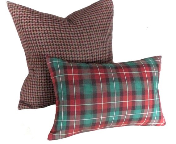 Plaid Throw Pillows Canadian Plaids in Sienna by PillowThrowDecor