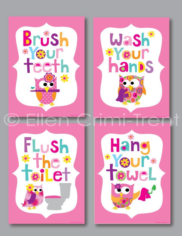 Kids Bathroom Art- Girls- print set