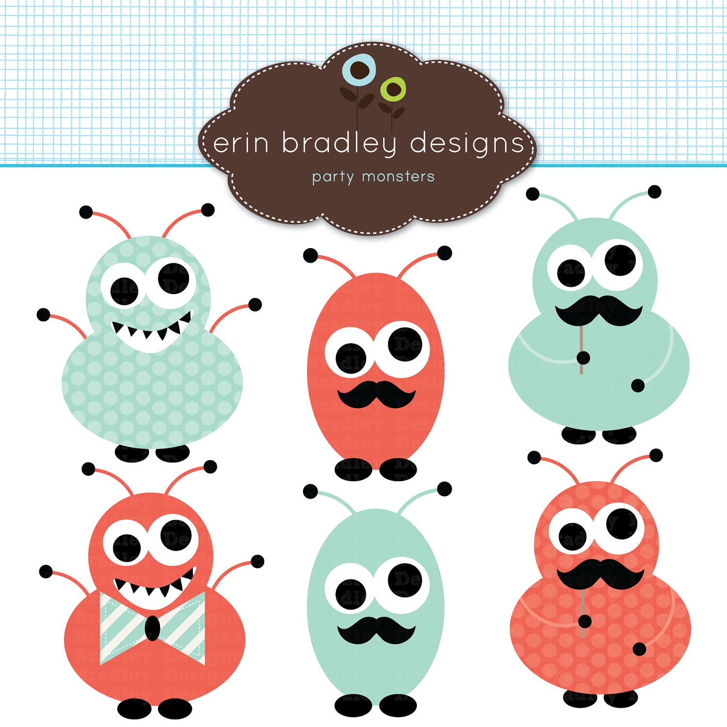 Party Monster Clipart Clip Art Personal & Commercial Use