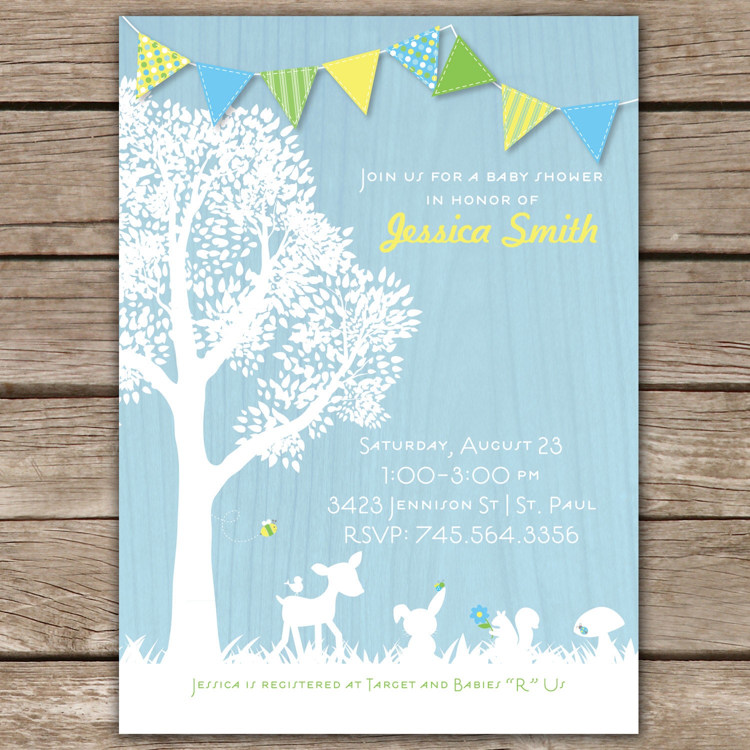 Woodland Critters - Custom Baby Shower Invitation Boy or neutral Il_570xn