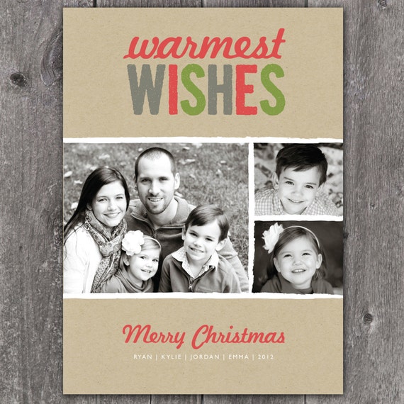 Warmest Wishes Craft - DIGITAL Custom Christmas Holiday Photo Card Il_570xn