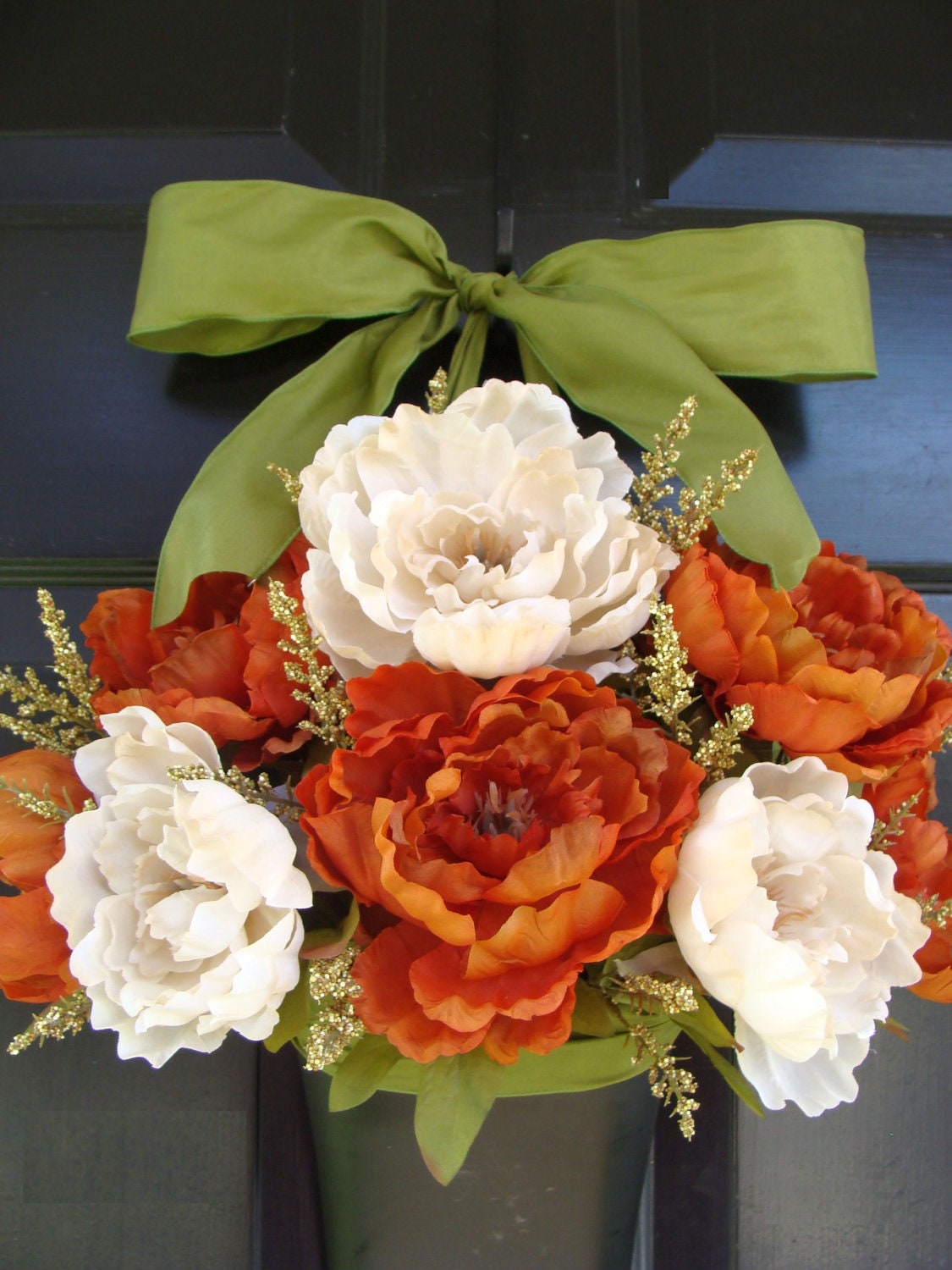 Fall Wreath, Tuscany Peony Door Bucket, Wreath Alternative, Thanksgiving Decor, Wreath for Fall
