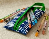 Travel Bag Pencil Case Brush Kit Cobalt Stars Oilcloth