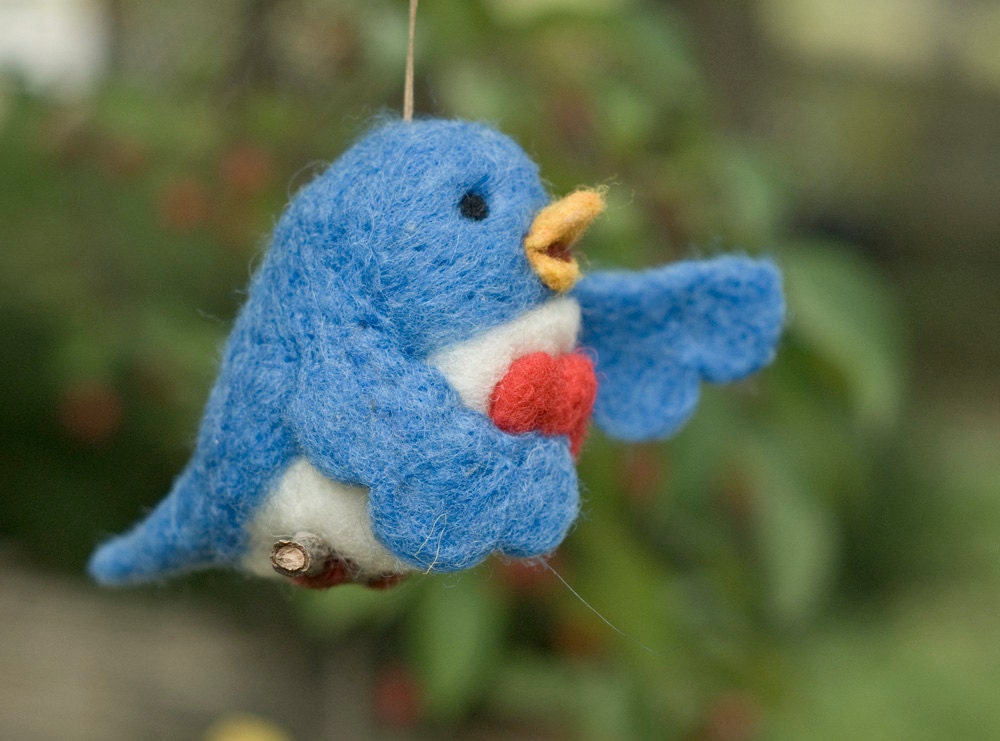 Needle Felted Bird Ornament - Singing with Heart