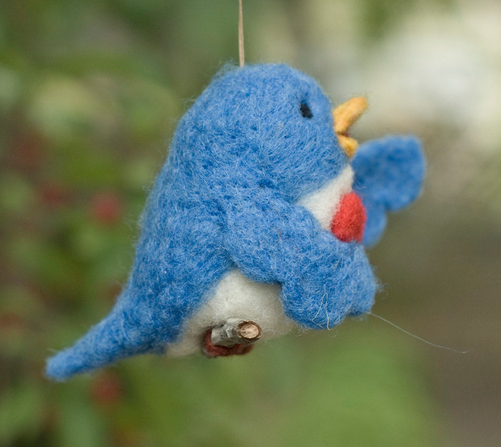 Needle Felted Bird Ornament - Singing with Heart