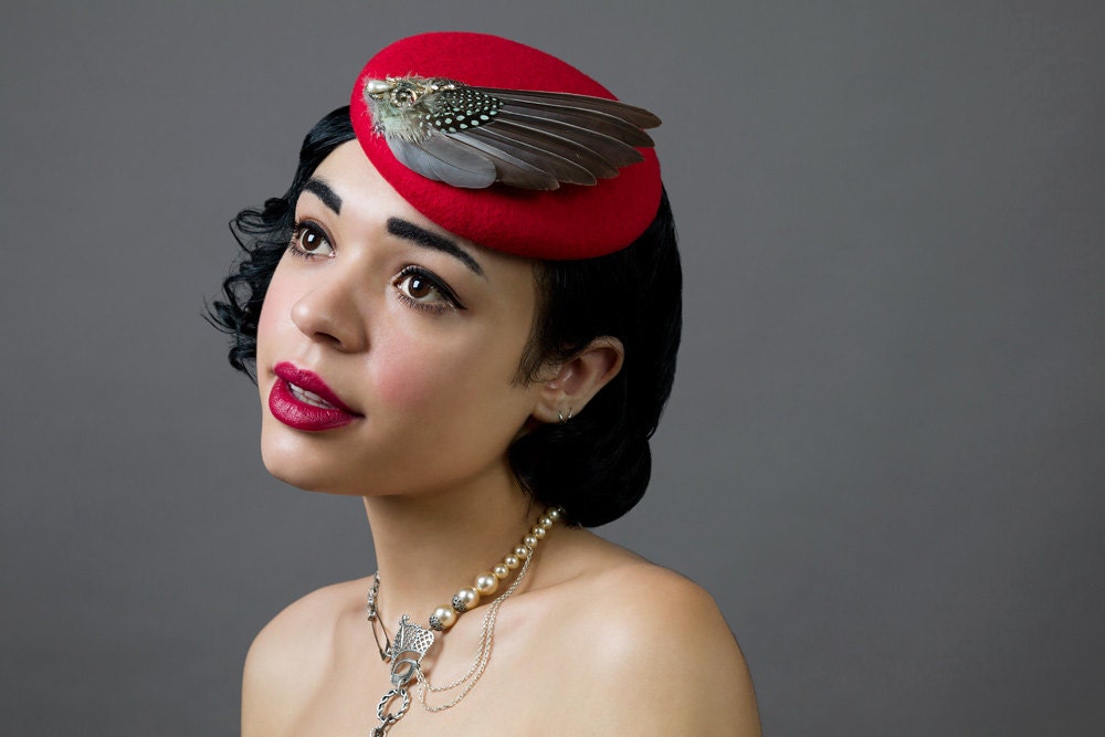 Gorgeously Graceful Pigeon Feather Hat "The Kelly"