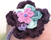 Baby Headband with Flower - Purple, Pink & Blue