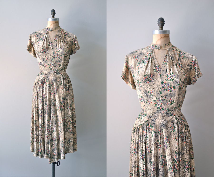 1940s dress / rayon 40s dress / Artemisia dress