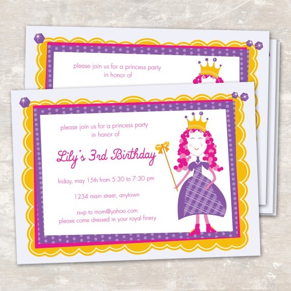 PRINT & SHIP Princess Birthday Party Invitations (set of 12) Il_570xn