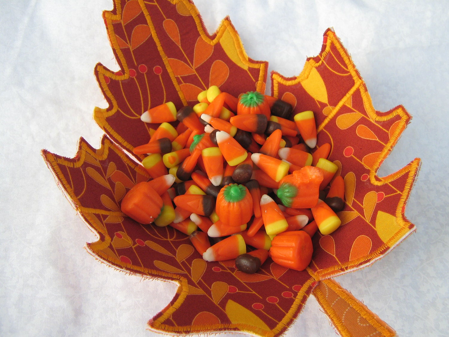 Fabric Bowl Orange Autumn Leaf