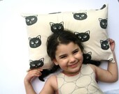 Black Cat Organic Pillow Sham Cover - Toddler Pillow Cushion - Baby Nursery Decor in Mischevious Kitty Cats (Exclusive to SewnNatural)