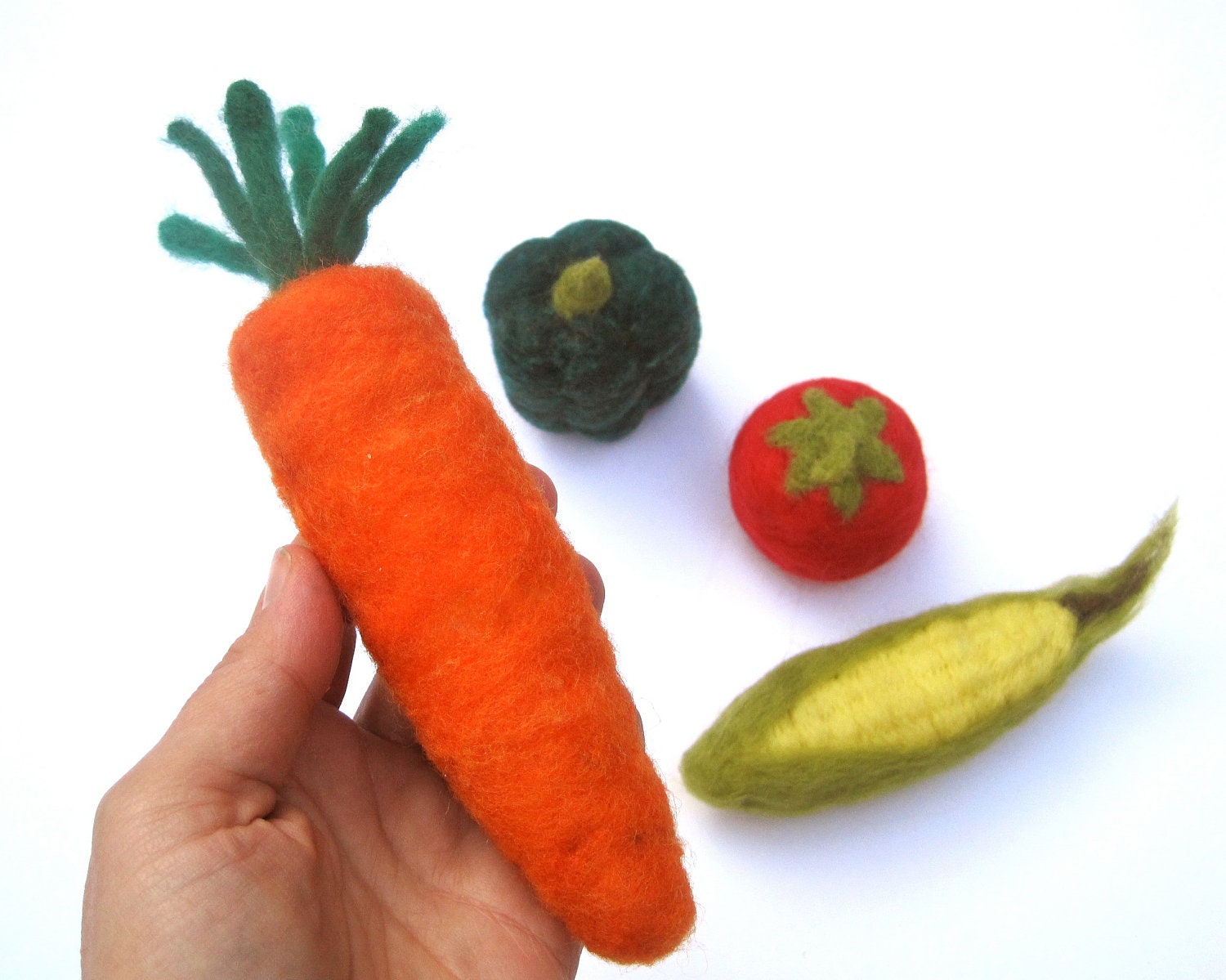 Play Food - Eco Friendly Toys - Wool Vegetables SET of 4 - XL Needle Felted Home Decor - Waldorf Inspired Kids Gift (Ready to Ship)