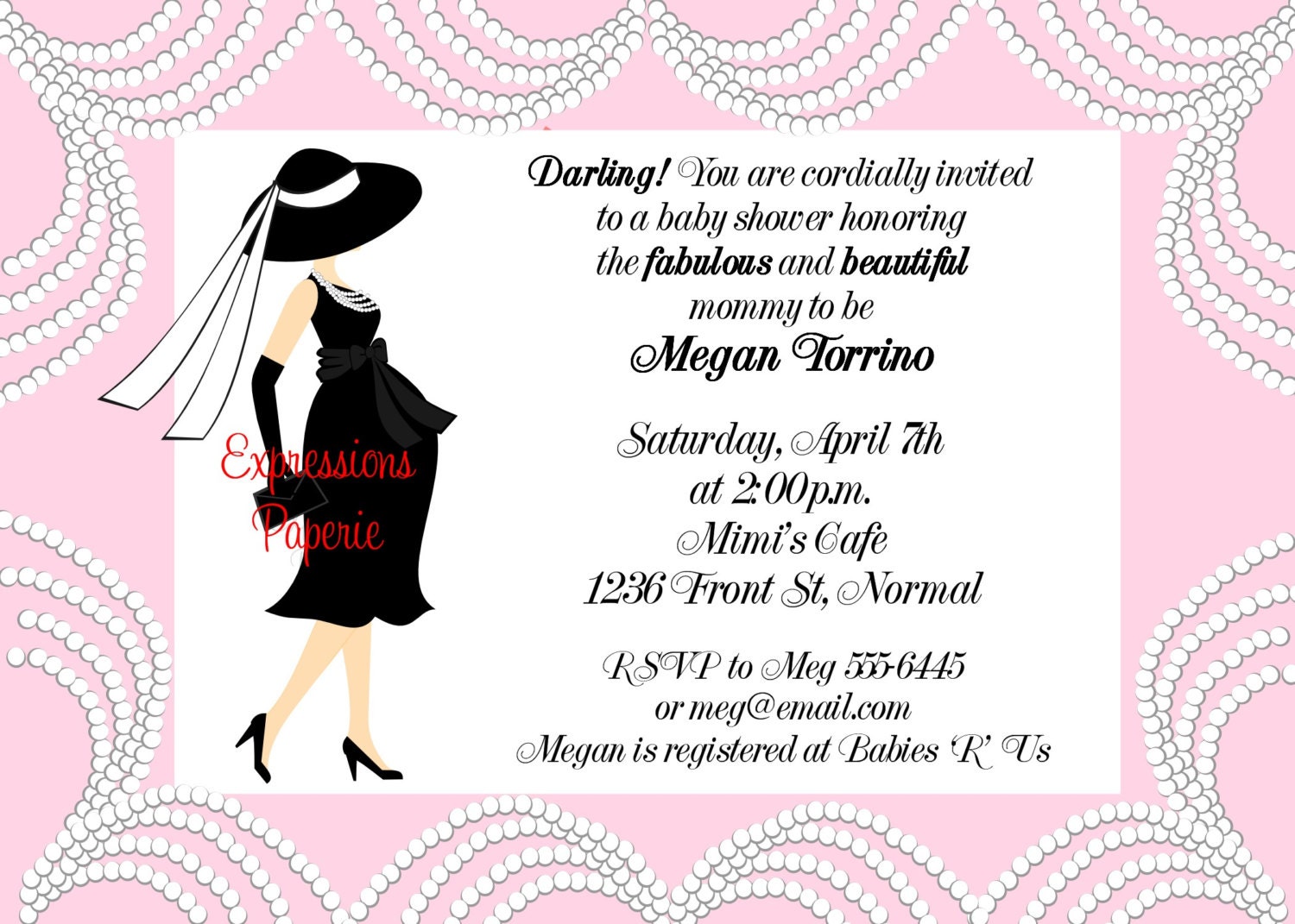 Pink Elegant Pearl Mommy to Be Baby Shower Invitations Il_570xn