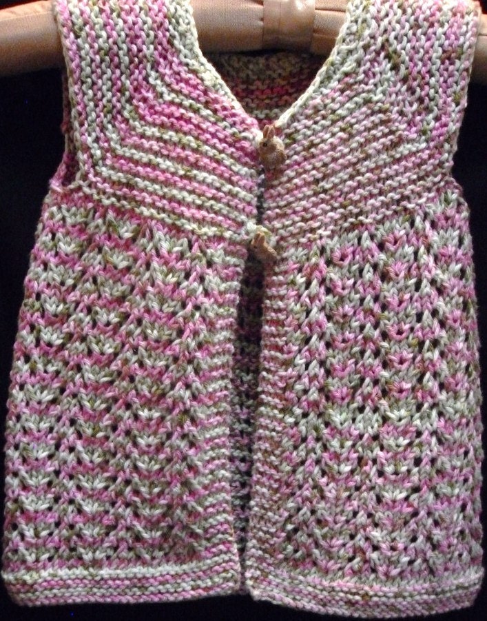 Hand Knitted Child Cardigan Sweater in Springtime Bunnies