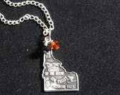 Idaho State Bengals Sterling Silver Map Charm Pendant