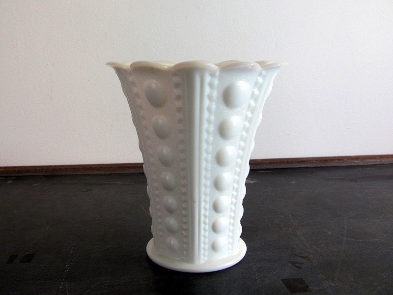 White Milk Glass Hobnail Vase