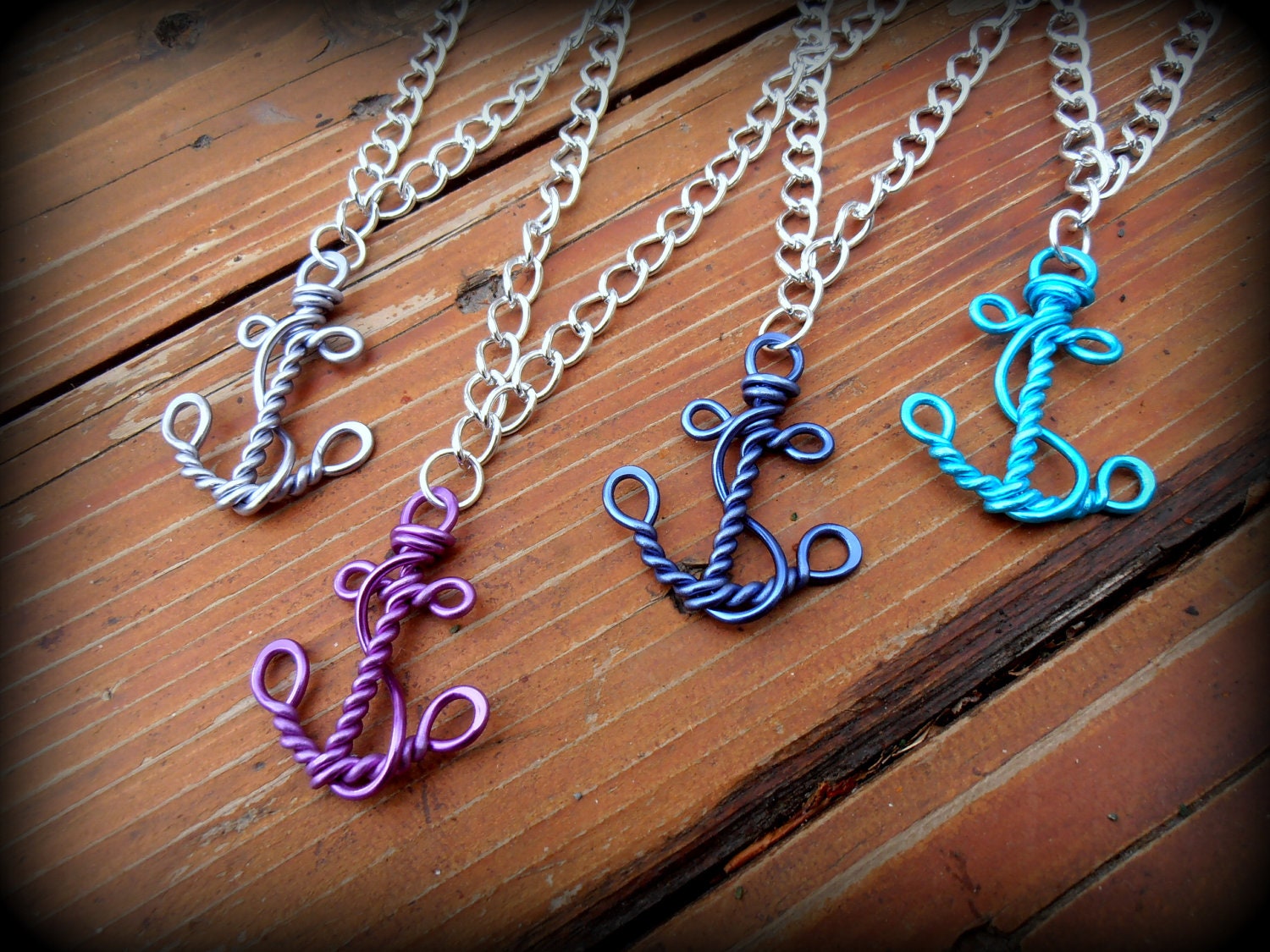 Wire Work Anchor - Nautical Faith and Hope Necklace - Choose your own Color