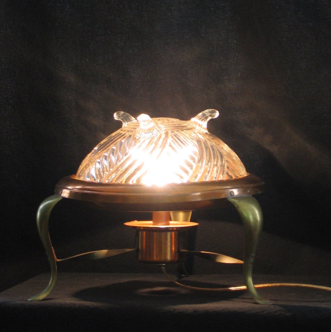 Waltzing Medusa copper, brass, and glass accent lamp