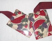Watermelon and berry luggage tag with burgundy webbed strap