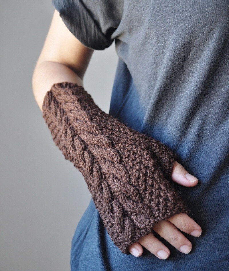 Brown Fingerless Gloves