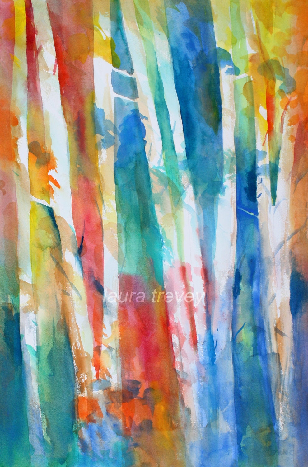 Birch Trees Watercolor Print