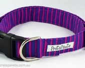 Dog Collar: Purple and Pink Striped Dog Collar, Large, Medium, Small