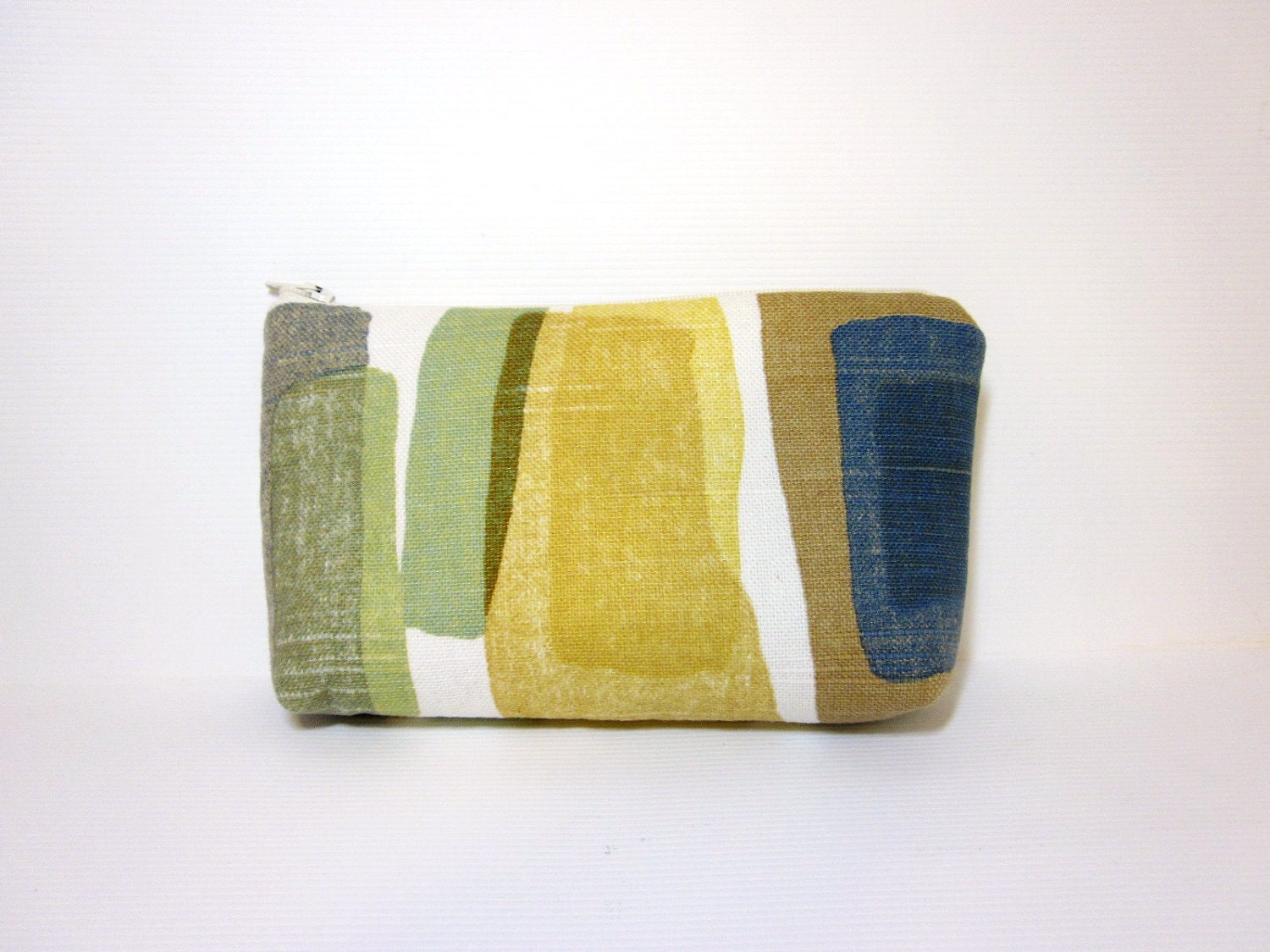 Medium  Zipper Pouch -Gold, Blue, Green Shapes