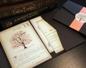 SAMPLE Fall Vintage Book Pocketfold Wedding Invitation