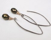 Mystic Spinel Wire Wrapped Dangle Earrings Oxidized Sterling Silver Mixed Metal Long Earrings Simple Everyday Earrings - Amy