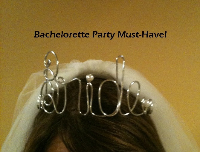 BRIDE Crown Wire Tiara DIY Bride hanger Whimsical Bachelorette Party Bride to Be  FUNKY and FuN Shower Gift