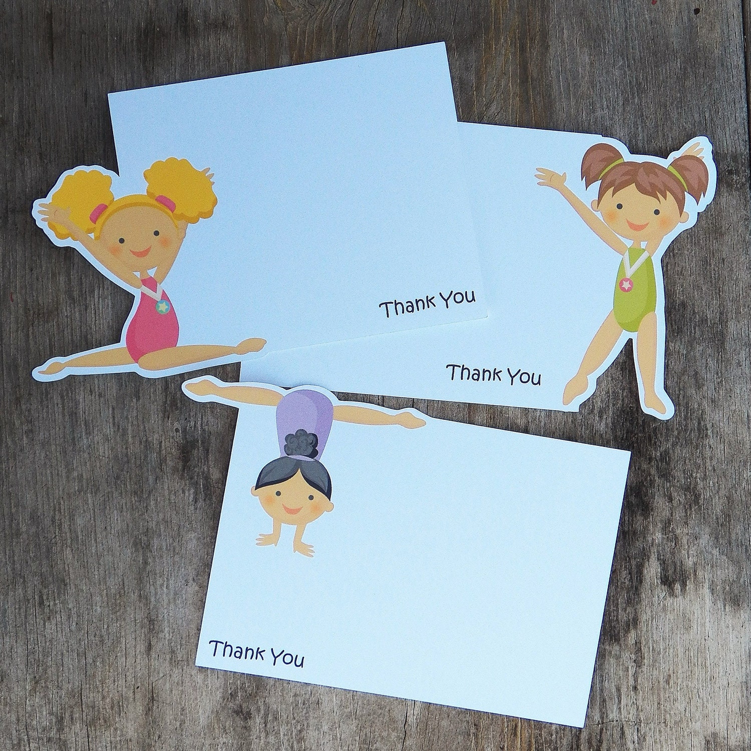 Gymnastics Party - Set of 8 Assorted Gym Girl Thank You Cards by The Birthday House Il_570xn