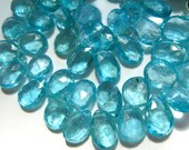 Blue Apatite 8MM X 6MM Faceted Teardrop Briolettes - 12 Stones - 1.5 Inch Strand - Gemstone Beads - Semiprecious Stone