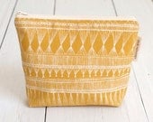 medium cotton zip pouch - Mustard Market Weave