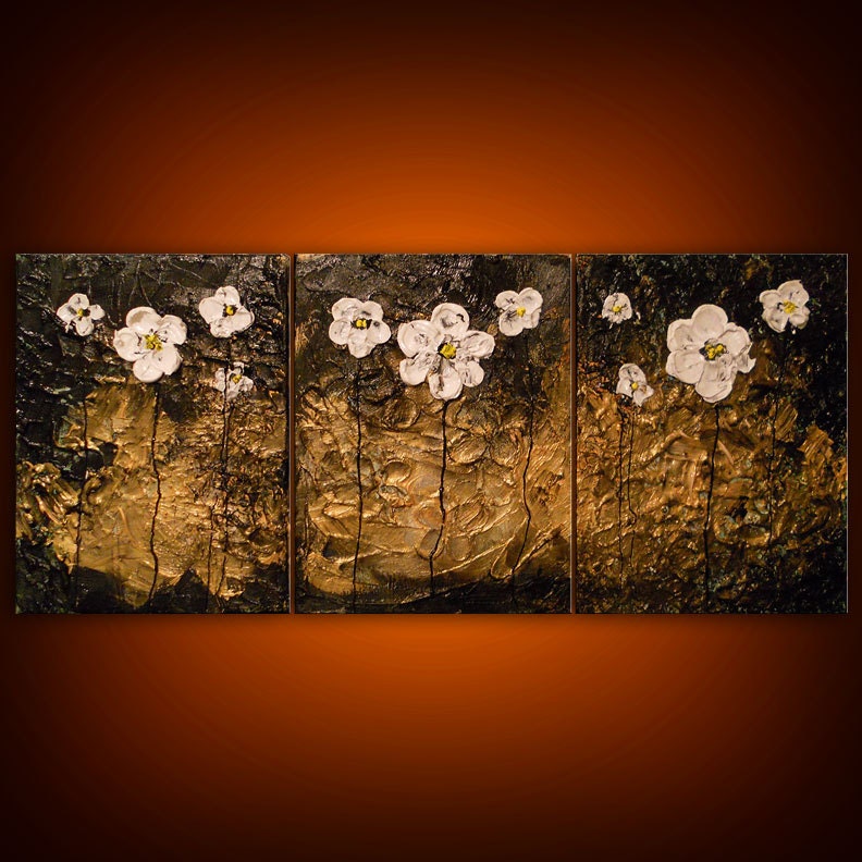 art abstract Original painting art original acrylic painting metallic gold painting modern art 33 x 14 Mattsart