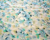 Vintage Whimsical Blue Floral Pillowcase / Reclaimed Bed Linens